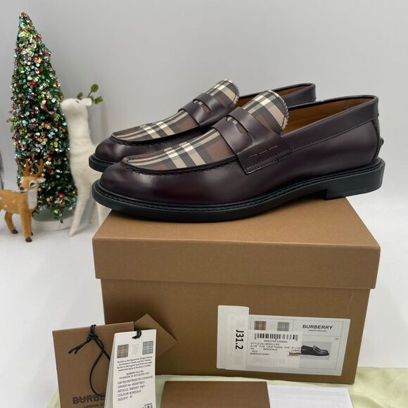 Men’s Burberry classic check penny loafers size 42 made in Italy - Picture 2 of 8